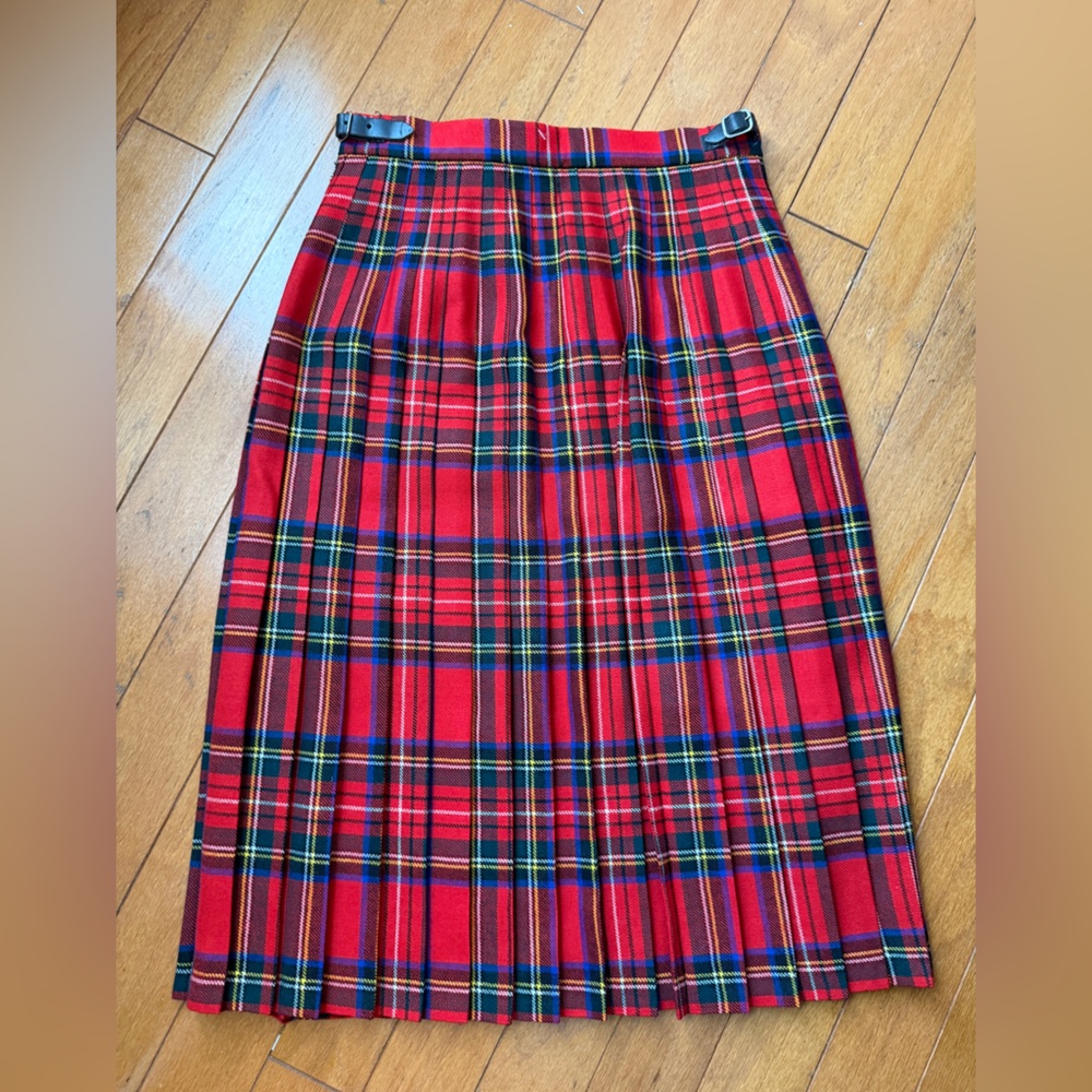 Red Tartan Pleated Skirt